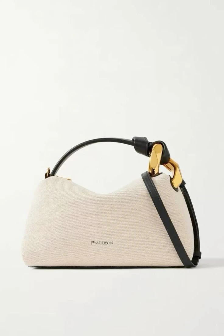 Cream and black Leather bag