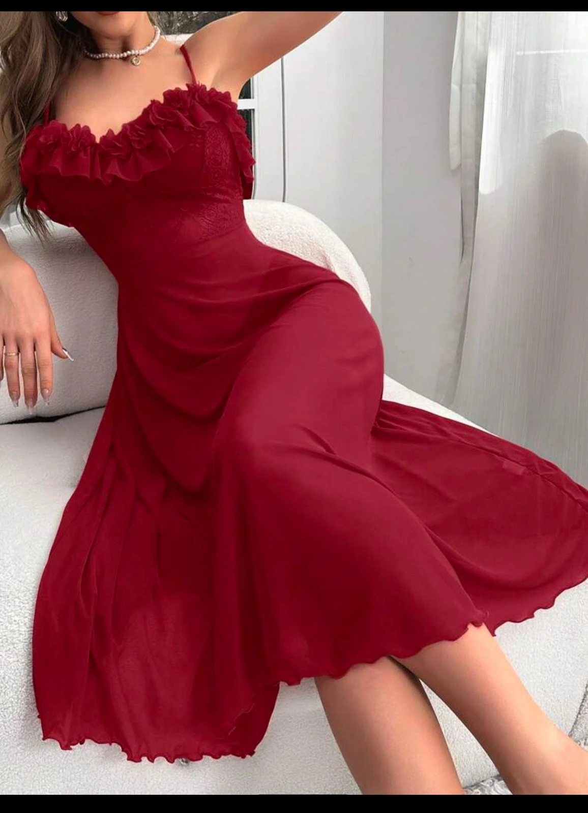 Burgundy Women Night Dress